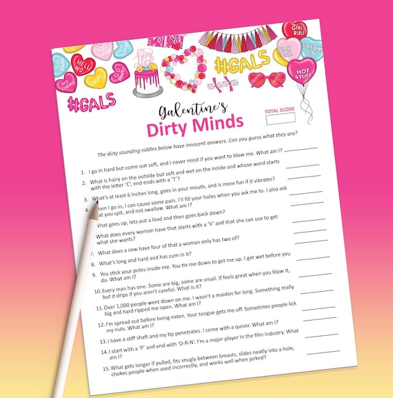 Galentines Day Dirty Minds, Galentines day games, Dirty minds game, Galentines day party, Printable galentines, Galentines Day ideas