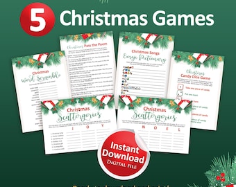 Printable Christmas party games, Christmas games bundle, Holiday games, Family games, Christmas in July, Christmas ideas, Instant Download