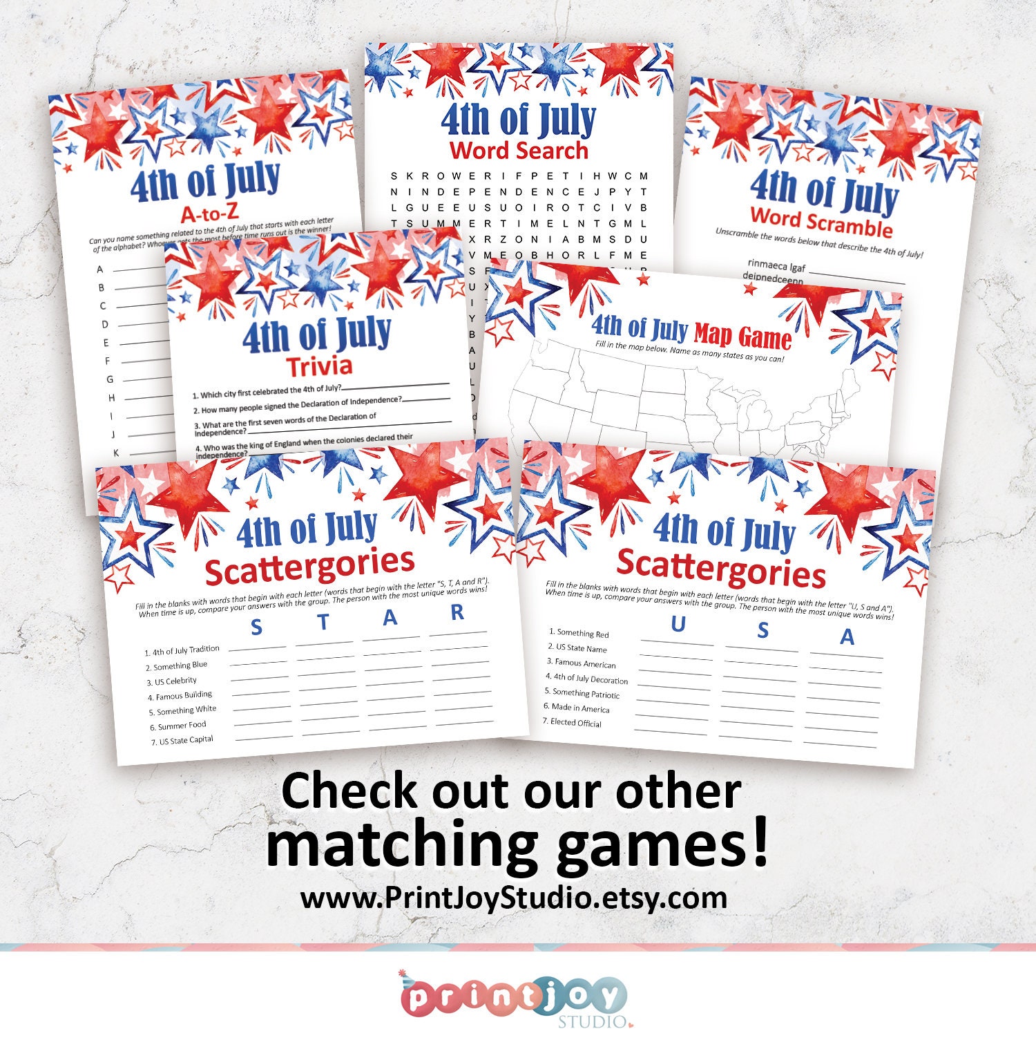 4th of July Printable Game Fourth of July Trivia Game | Etsy