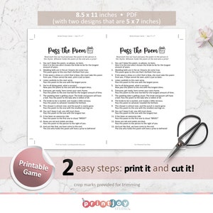 Pass the Poem Bridal Shower Game, Pass the Gift Game, Printable Bridal ...