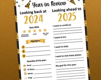 New years eve games, New years games, Year in Review game, New years party, Printable games, Party games, New Years printable, Adult games