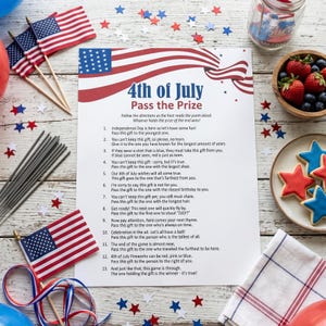 Pass the gift game, 4th of July games, Gift exchange game, Printable games, Pass the present, Pass the present game, Fourth of July games image 2