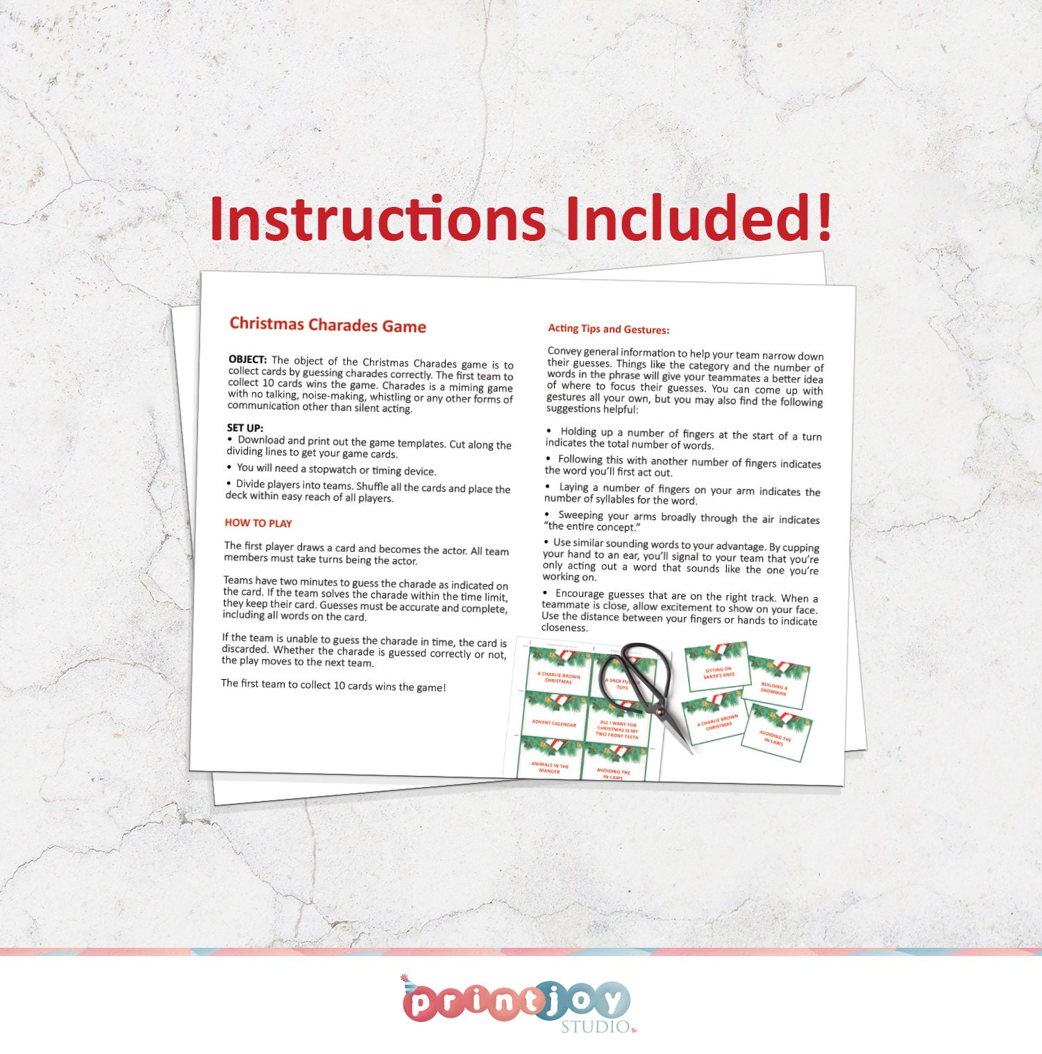 Christmas Games Printable 80 Christmas Charades Cards - Etsy