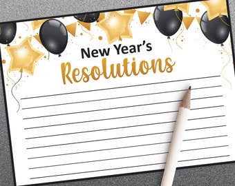 New Years resolutions activity for new years party, New years eve games, New years games, Printable games, Holiday party