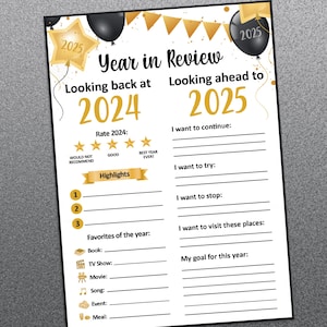 Year in Review, New year party games, Year at a glance, New years eve games, New years games, NYE games, Printable games, New year goals