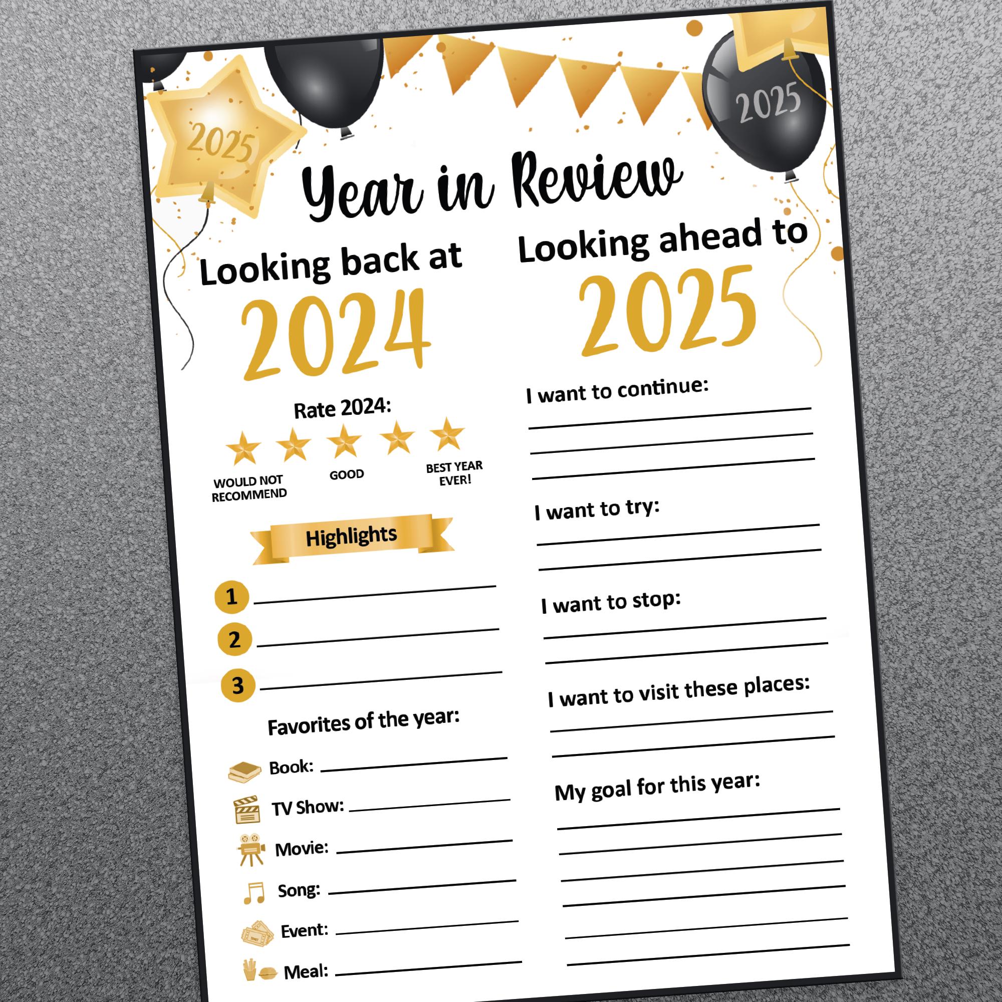 year in review, new year party games, year at a glance, new years