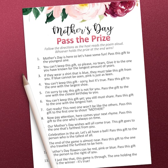 Mother's Day games, Pass the present game, Mother Day, Pass the prize game, Gift exchange games, Right and left game, Left right game