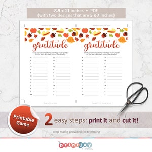 Gratitude Printable, I'm Grateful for Activity, Thanksgiving Games ...