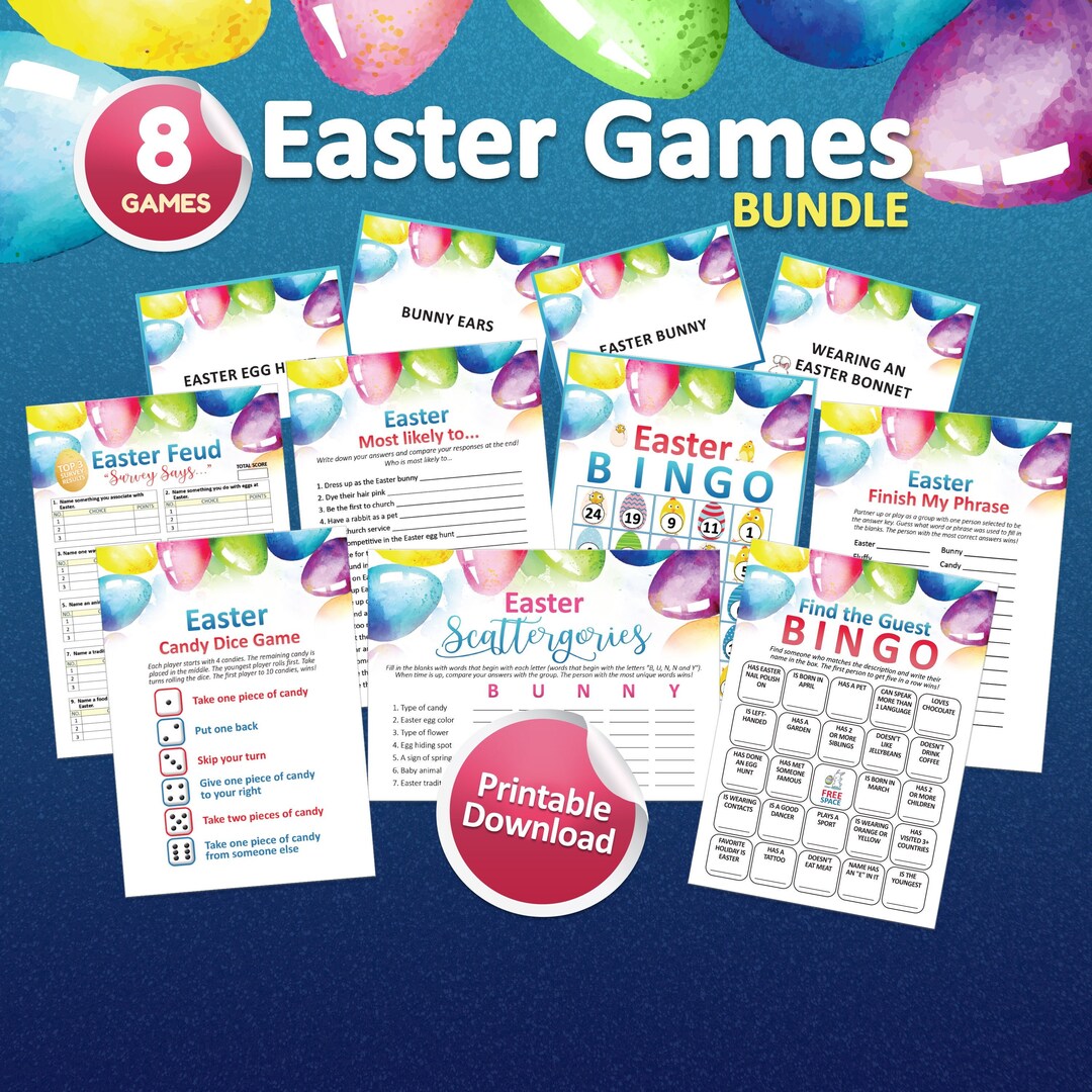 Easter Games Bundle, Printable Easter Game, Easter Games for Adults