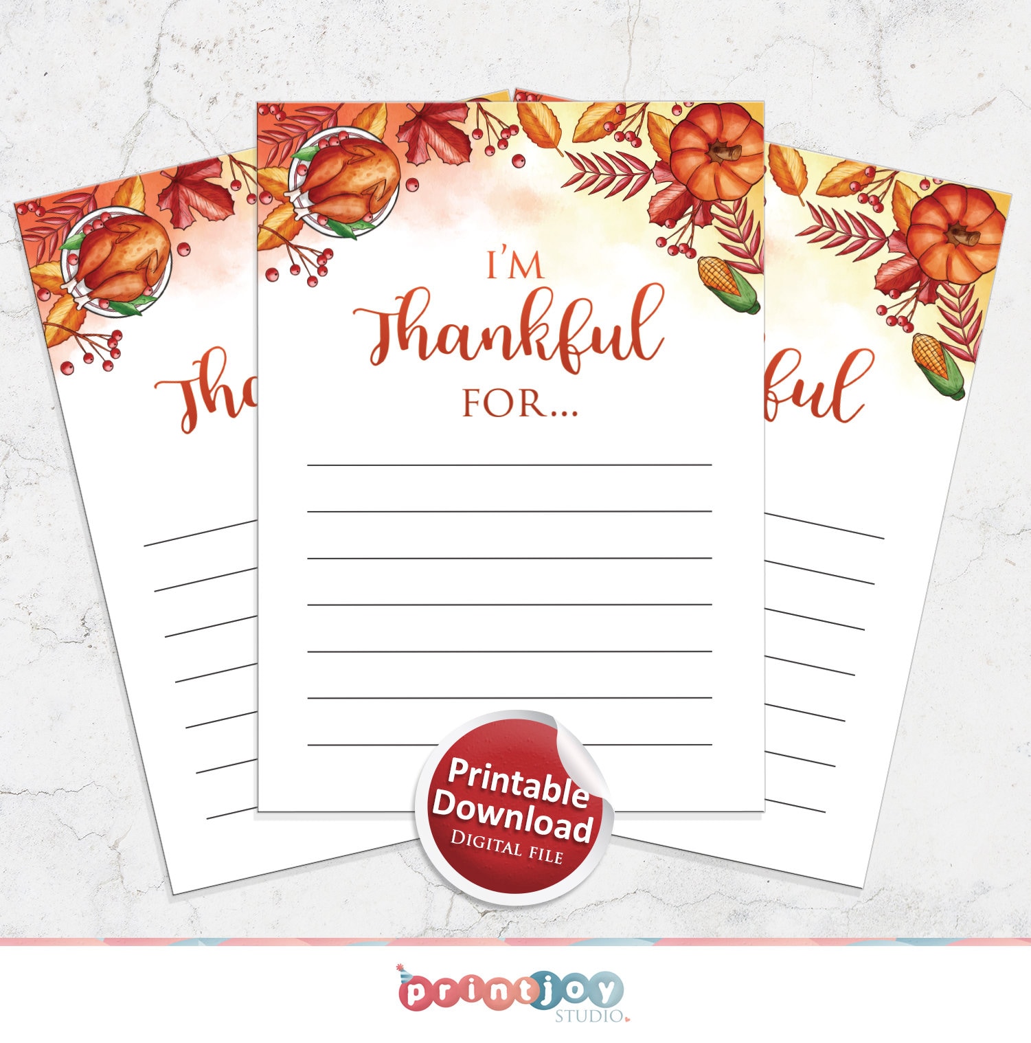 Thankful Printable Gratitude Printable I'm Thankful For - Etsy
