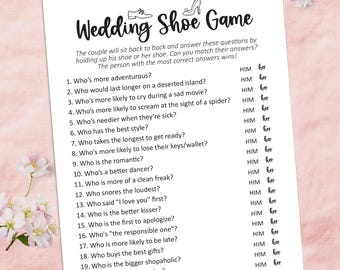 Wedding shoe game, Wedding games, Bridal shower games, Bridal shoe game, Wedding shower game, Wedding reception games, Couples shower games