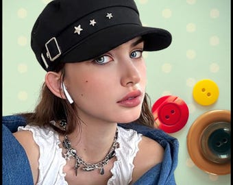 Damen Woll Ballonmütze - Vintage Cabbie Hat, Geiger Sailor Fischer Stil, gemütliches Winter Accessoire