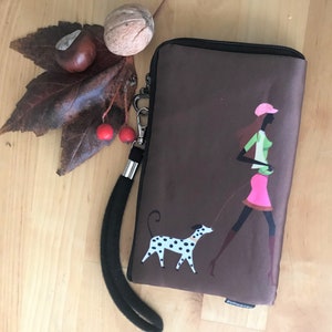 Billetera universal correa teléfono móvil MISU KASSHOKU funda para teléfono móvil diseño París monedero acolchado con cremallera para mujer