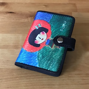 elegante tarjetero para mujeres Kokeshi Happi colorido billetera de tarjeta de crédito Portatarjetas cartera pequeña mujeres tarjeta visita