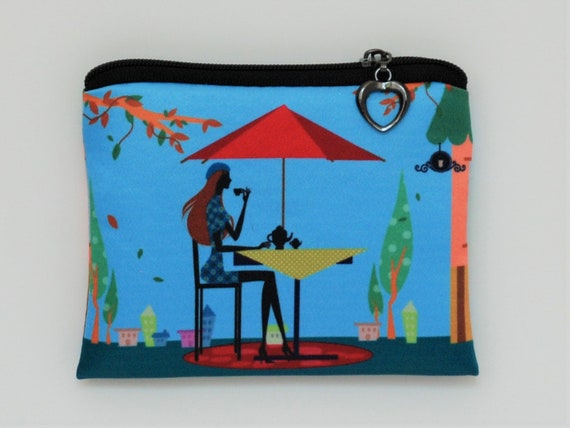 Womens Canvas Coin Purse Zipper Small Purse Wallets Parrots Pattern