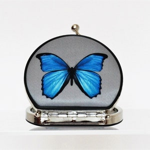 Butterfly pattern compact mirror for women. Cho Gure butterfly handheld mirror double mirror makeup mirror gift small pocket mirror compact image 2