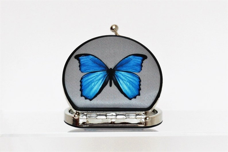 Butterfly pattern compact mirror for women. Cho Gure butterfly handheld mirror double mirror makeup mirror gift small pocket mirror compact image 2