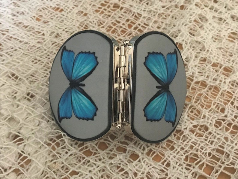 Butterfly pattern compact mirror for women. Cho Gure butterfly handheld mirror double mirror makeup mirror gift small pocket mirror compact image 4