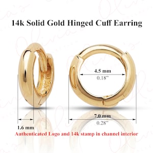 14k White or Yellow Solid Gold Mini Ear-Cuffs or Huggie Earrings (7.0-13.0x1.6mm), Piercing to Lobe, Upper-lobe for Women, Men, Teens