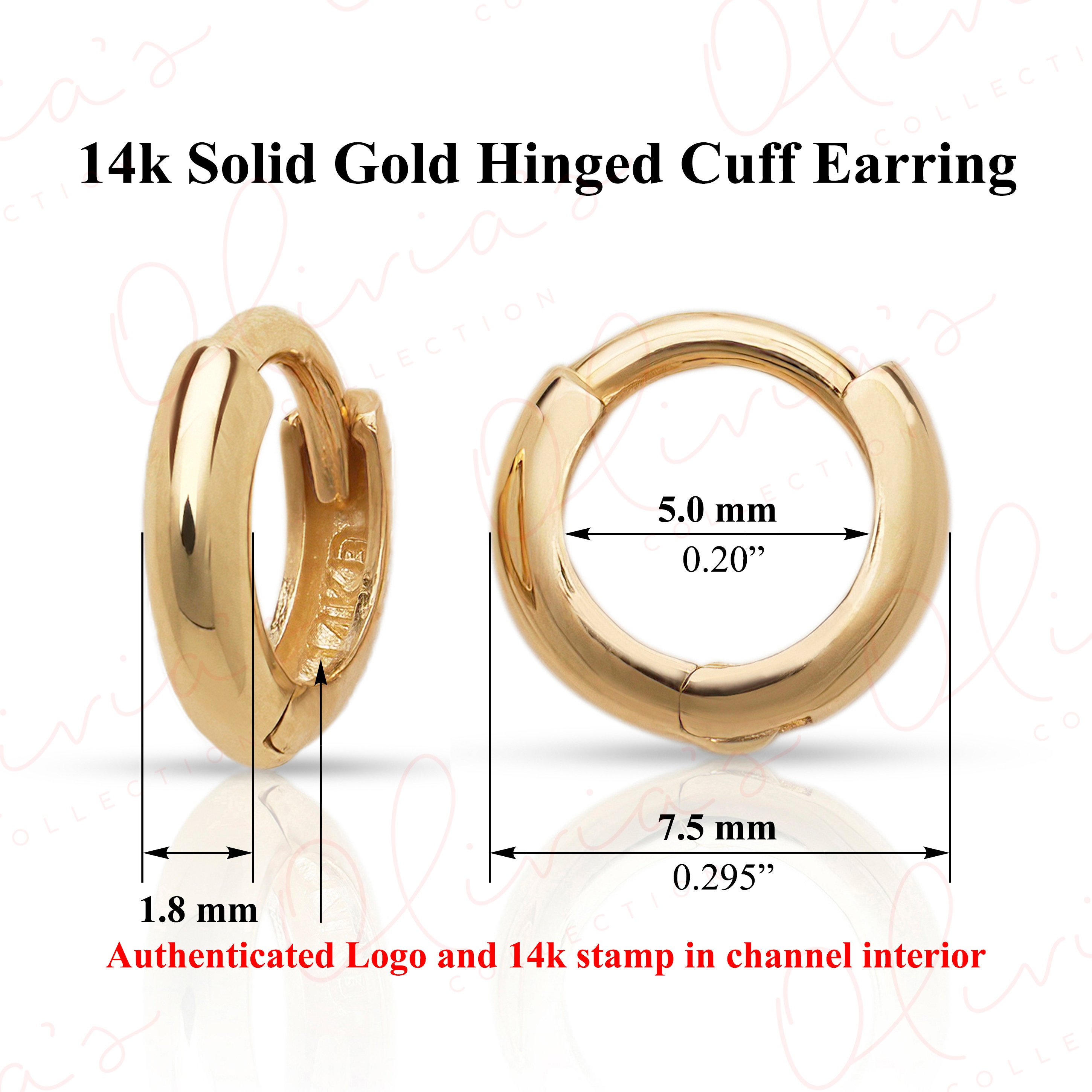 Huggie Earrings, 14K Gold Hoop Earrings, Mini Small Hoop 14K Gold / 7.5mm