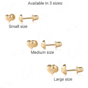 14k Solid Gold Herz wieder Schraube zurück Ohrstecker in Gelb, Weiß, und Rose für Frauen, Männer, Jugendliche oder Kinder für Ohrläppchen, Oberlappen Piercing