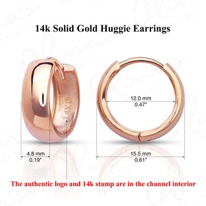 14k Rose, White, or Yellow Gold Domeed Wide Huggie Earrings (15.0x4.7mm), for Women by Olivia&#39;s Collection