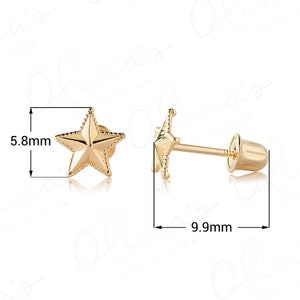 14k Yellow or White Gold Screw Back Stud Earrings, American Flag Star Unisex Adult Teens, Children, Earlobe, Upper-lobe