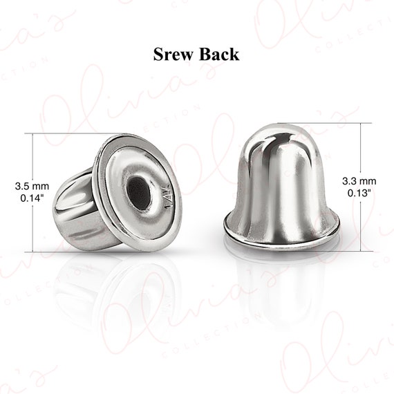 14k White or Yellow Gold Square Screw Back Stud Earrings Unisex Adult Teens Children Earlobe Upper lobe