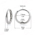 14k Solid Gold 1.5mm Huggie Earrings: Lightweight Hinged Hoop