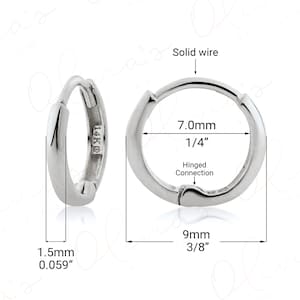 14k Solid Gold Lightweight Huggie Earrings (8.0-13.0x1.5mm), Earlobe, Upperlobe, Conch Piercing to Woman, Man, Teens