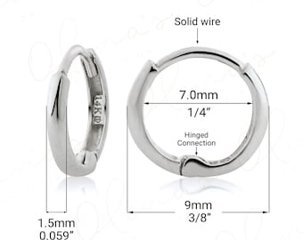14k Solid Gold Lightweight Huggie Earrings (8.0-13.0x1.5mm), Earlobe, Upperlobe, Conch Piercing to Woman, Man, Teens