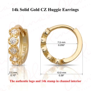 14k White or Yellow Solid Gold Ear-Cuffs or Huggie Earrings (10.0-13.5x2.5mm), Piercing to Lobe, Upper-lobe. Gift to Women, Men, Teens
