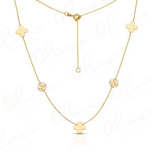 14k Yellow Gold Flower Necklace 16-18inch