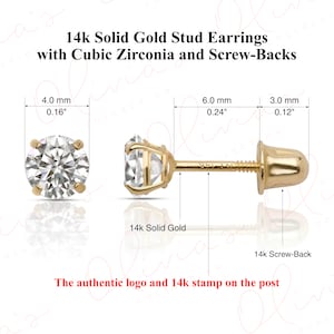 14k White or Yellow Gold Lightweight Screw Back Stud Earrings 4mm, Unisex Adult, Teens, Earlobe, Upper-lobe