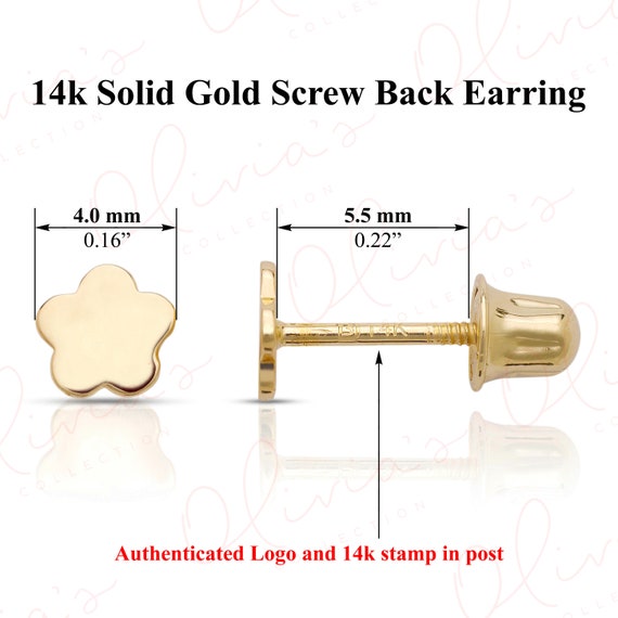 14k Yellow Gold Round 2mm Solitaire CZ Stud Screw-back Earrings for ca –  Art and Molly