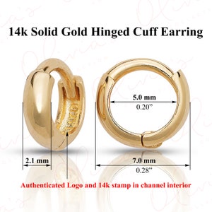 14k White or Yellow Solid Gold Mini Ear-Cuffs or Huggie Earrings (7.0-20.0x2.1mm) Piercing to Lobe, Upper-lobe for Women, Men, Teens