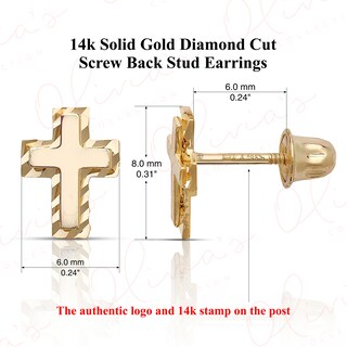 Orecchini A Perno A Croce Placcati Oro Philip Jones | Eleganti E Ipoallergenici | Finitura Lucida Con Chiusura A Farfalla | Dimensioni 9,5x7 Mm | Regalo In Sacchetto Di Velluto