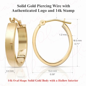14k Gold Oval Flat Hoop Earrings: Lightweight Unisex Style