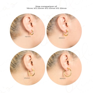 14k Yellow Gold Classic Chunky Hoop Earrings 16-50 x 3.0mm, Piercing to Lobe, Upper-lobe for Women, Men, Teens image 9