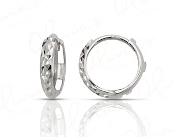 Boucles D'Oreilles Huggie Vintage En Or 14k - Diamants 0.25ctw - Neuf Avec étiquettes