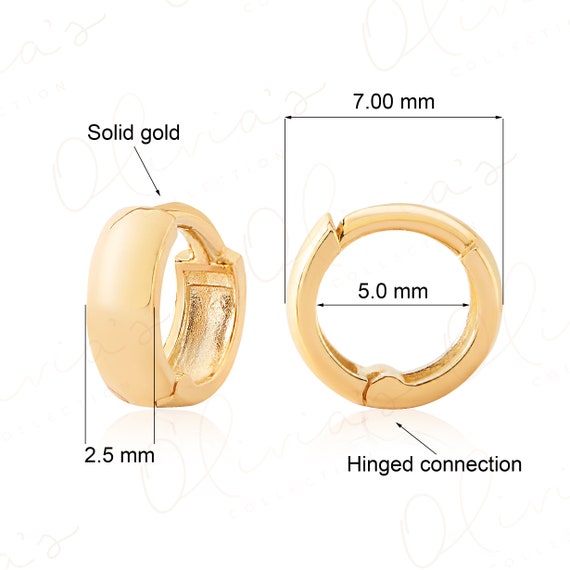 14k Solid Gold Cuff Huggie Earrings 7.0 to 13.5mm Earlobe | Etsy