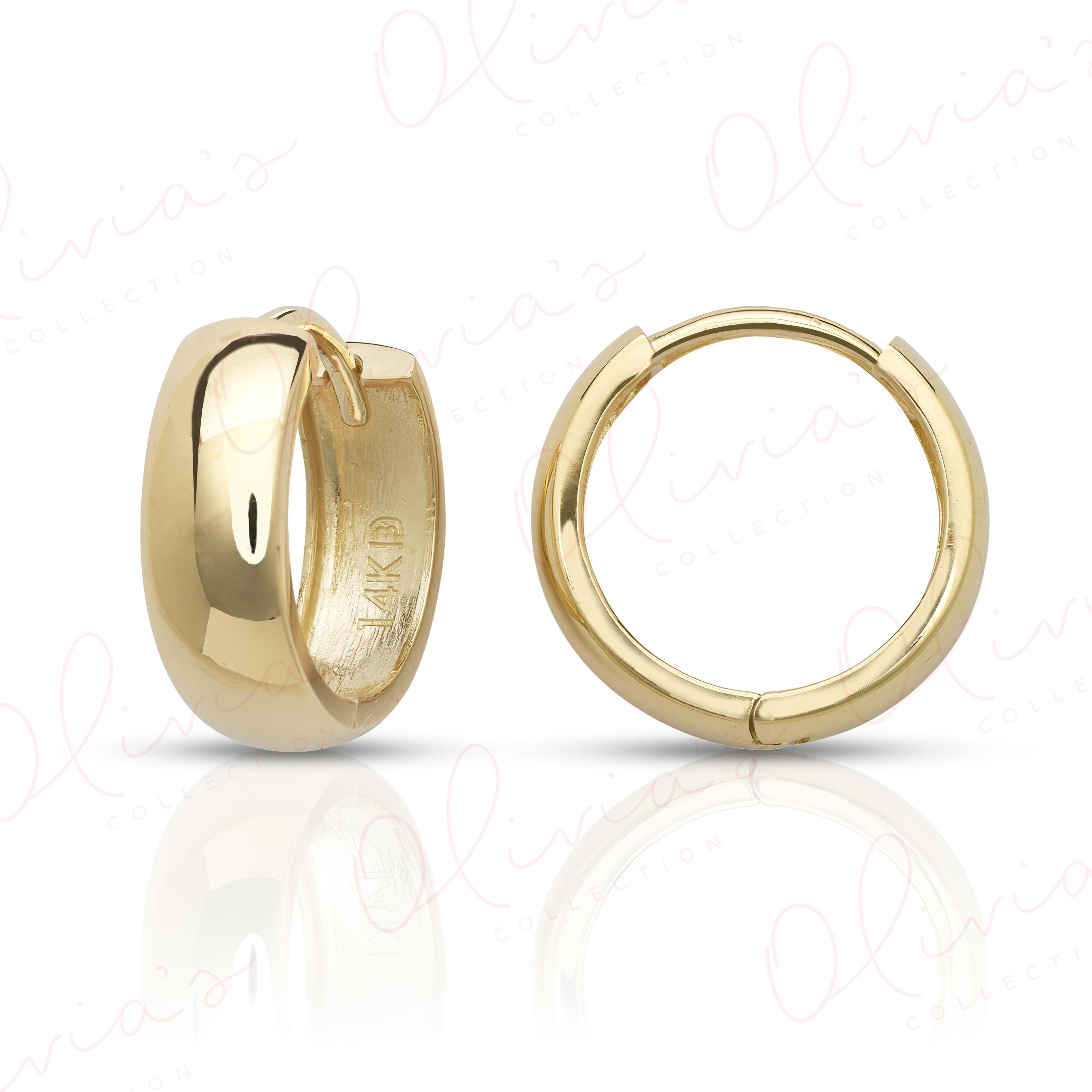 Olivia's Collection Orecchini A Cerchio Oro Giallo 14K 1,3 Mm - Diametri 11-19 Mm, Vuoti Internamente, Made In USA