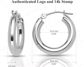 14 kt witgouden stevige oorringen van 3,0 mm: klassieke, gedurfde stijl