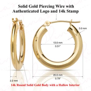 14k Yellow Gold Knife-Edge Hoop Earrings (20,25,30x2.2x3.0mm), Unisex Adult, Teens, Earlobe