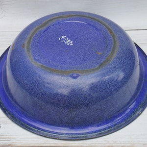 Large metal blue white basin, ussr enamel bowl, big bowl soviet,vintage rustic bowl,antique round metal bowl,enamel wash basin made in USSR.