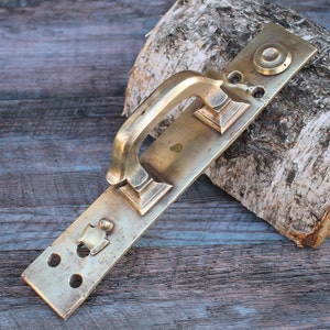Brass antique large door handle 1900s, vintage front door handle, barn door wall decor, rustic metal door handle, outdoor door knob.