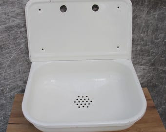 Enamel sink, farmhouse sink,old cast iron sink,vintage farm white sink,antique laundry sink,drainboard wall mount sink,soviet bathroom sink.