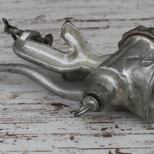 Antique meat grinder, Soviet mincing machine, silver meat mill for rustic home decor, ussr meat grinder made in the USSR in 1969.