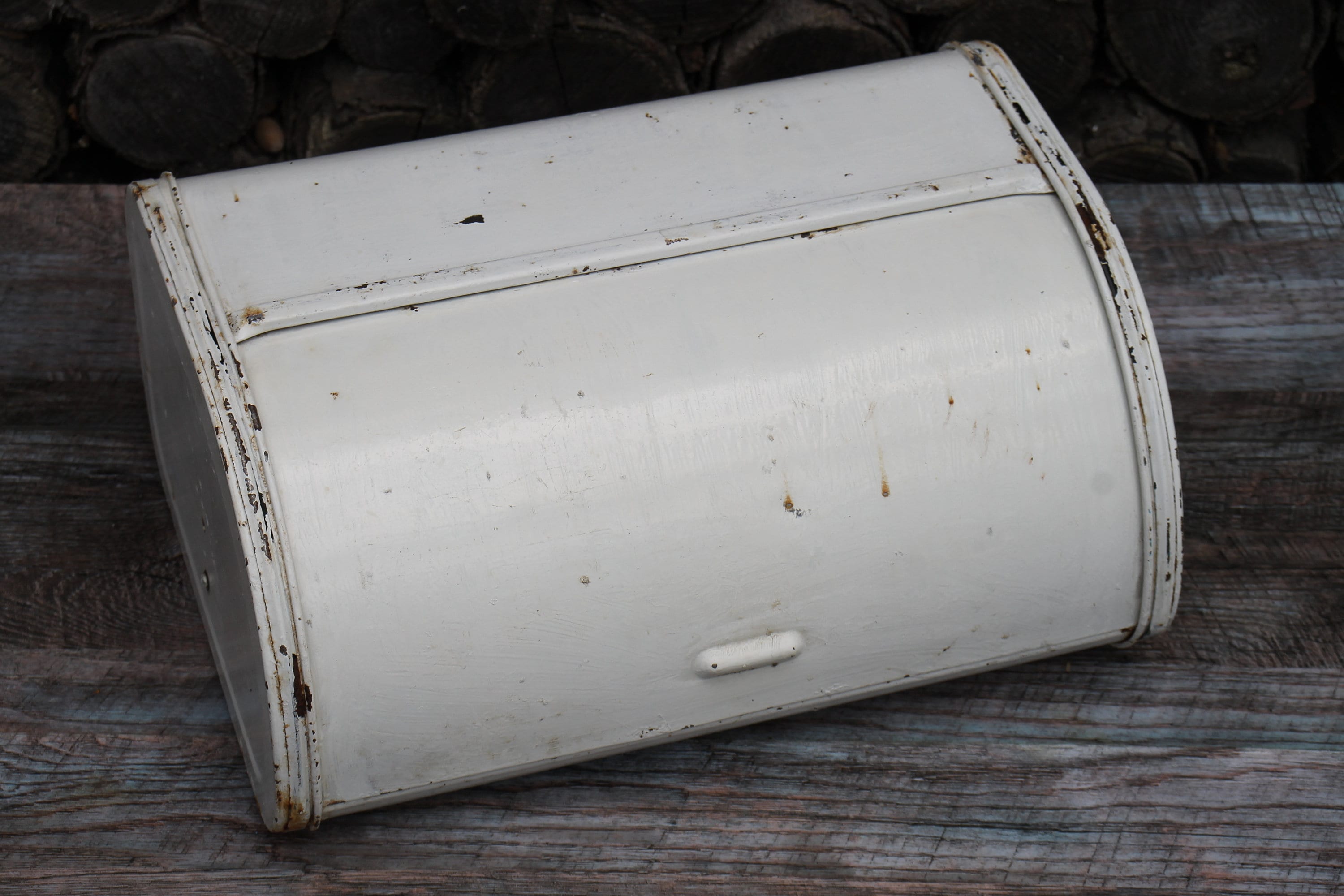 Vintage white bread box large rustic bread box for decor Etsy