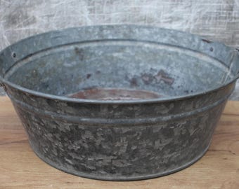 Galvanized basin sinks 12 L,galvanised wash tubs, vintage basin, Antique Galvanized Tub farmhouse decor, galvanized sink, Rustic Bathroom.
